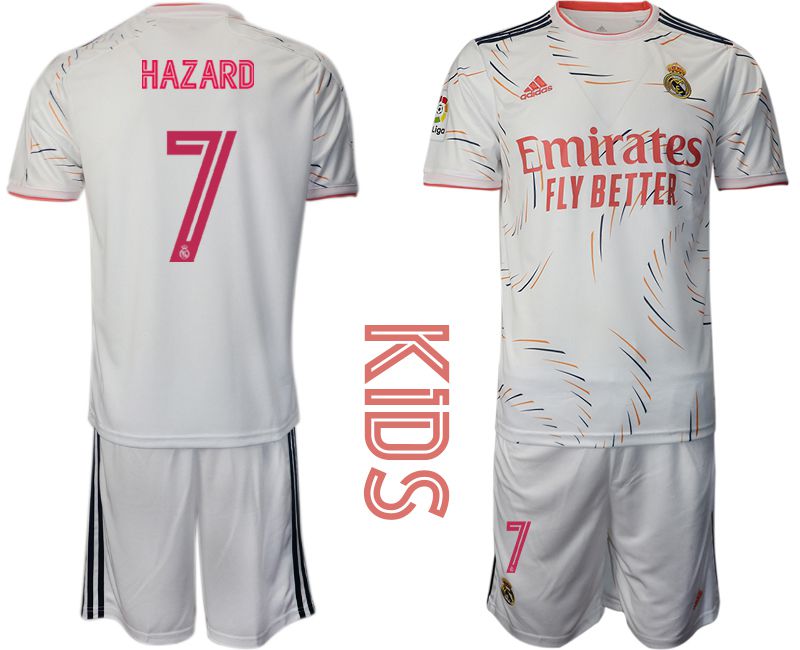 Youth 2021-2022 Club Real Madrid home white #7 Adidas Soccer Jersey->real madrid jersey->Soccer Club Jersey